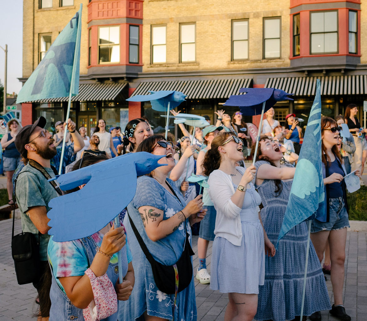 Hattie Grimm's "Bird Puppet Parade" in Milwaukee, July 1, 2026. (Elliot Young photo)