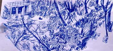 Greg Cook drawing of Malden River, July 4, 2026. (©Greg Cook)