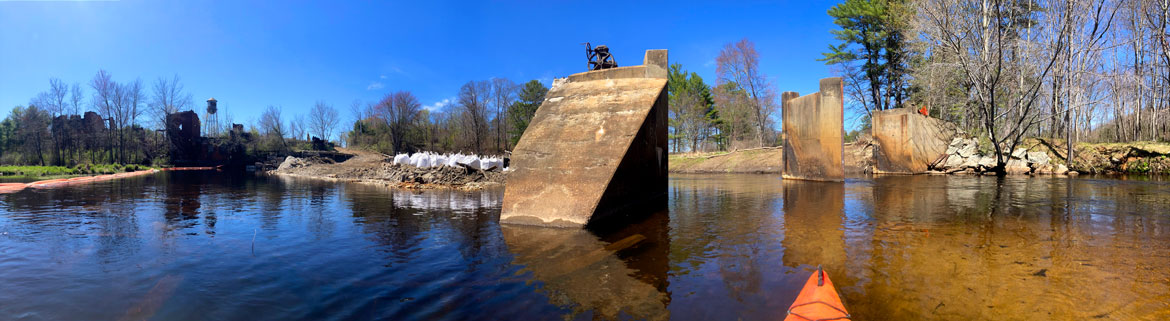 Downstream side of Wheelwright Dam, April 26 2026. (©Greg Cook photo)