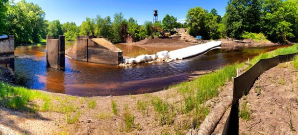 Much of the Wheelwright Dam is gone, June 9, 2026. (©Greg Cook photo)