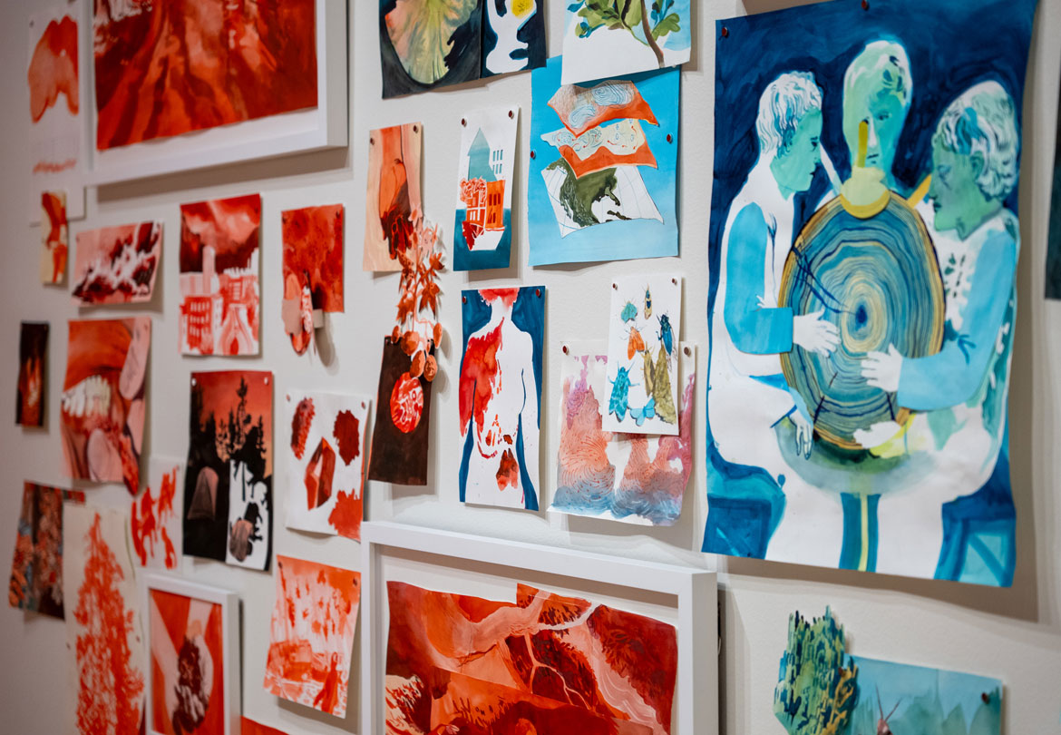 Christa Donner, "Whether Report," 2026, Mixed media on paper, dimensions variable. (courtesy Worcester Art Museum)
