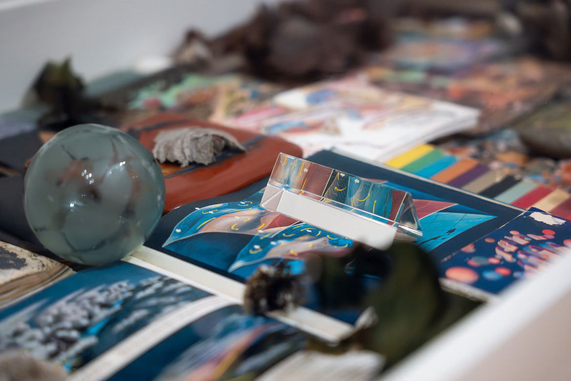 Andrew S. Yang, "Earth Stories," 2026, mixed media collage installation. (courtesy Worcester Art Museum)