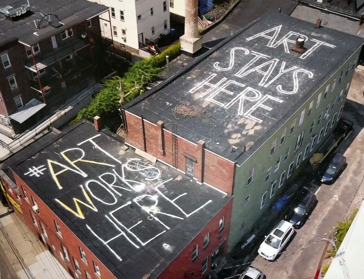 Rooftop of Humphrey Street Studios in Boston during 2019 to 2022 preservation campaign.