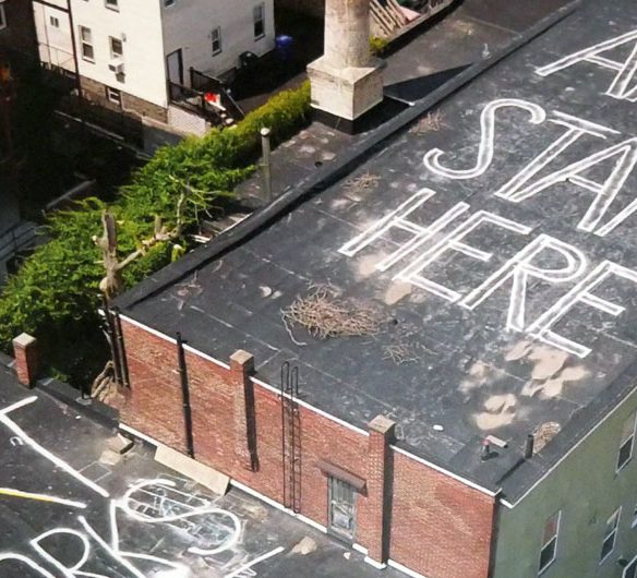 Rooftop of Humphrey Street Studios in Boston during 2019 to 2022 preservation campaign.