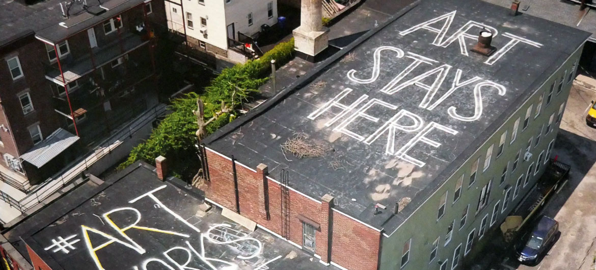 Rooftop of Humphrey Street Studios in Boston during 2019 to 2022 preservation campaign.
