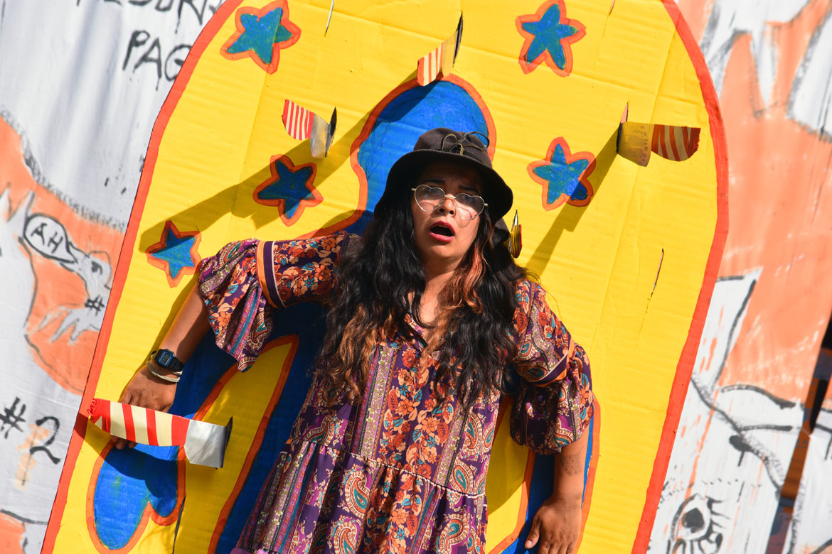 Bread & Puppet Theater’s “Upside Down World Circus” at the company's Glover, Vermont, farm, July 26, 2026. (©Greg Cook photo)