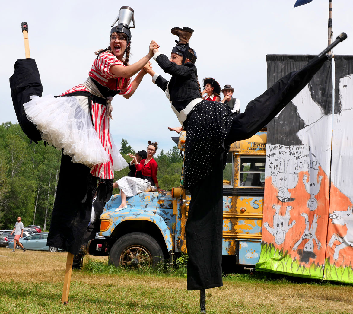 Bread & Puppet Theater’s “Upside Down World Circus” at the company's Glover, Vermont, farm, July 26, 2026. (©Greg Cook photo)