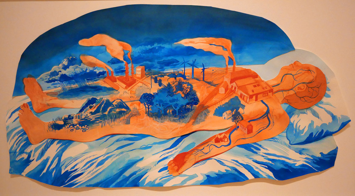Christa Donner, "Fever Dream," 2026, Pigmented ink, colored pencil, acrylic on cut paper.