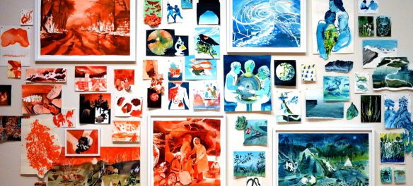 Christa Donner, "Whether Report," 2026, Mixed media on paper, dimensions variable. (Greg Cook photo)