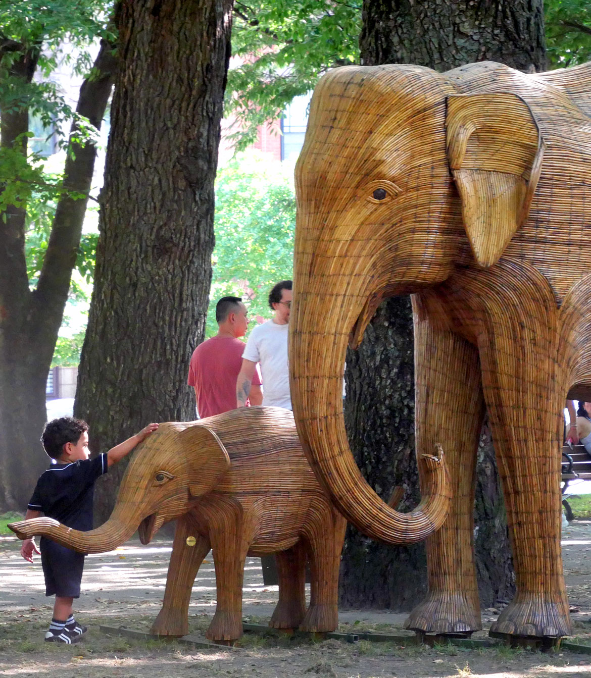 The "Great Elephant Migration" visits Boston’s Commonwealth Avenue Mall, Aug. 9, 2026. (©Greg Cook photo)