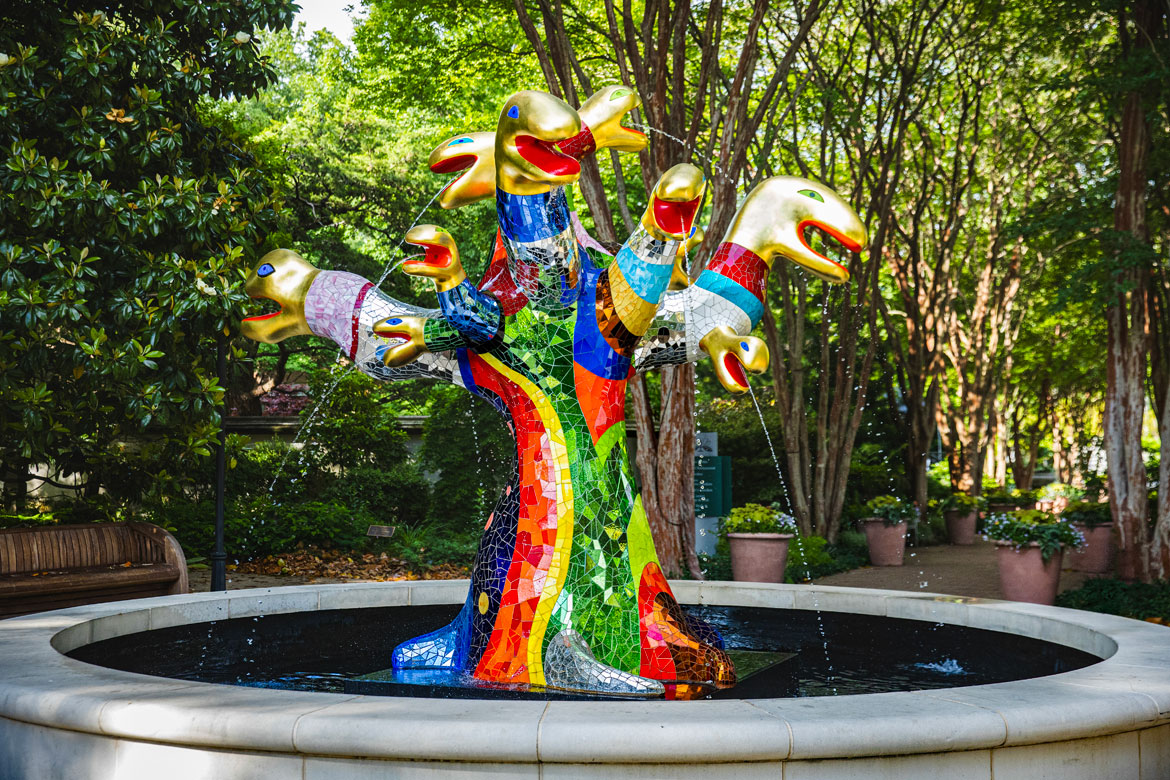 Niki de Saint Phalle. "Arbre Serpents," 1987-2004. Installed at the Atlanta Botanical Garden, 2026 © 2026 Niki Charitable Art Foundation, All rights reserved. (Courtesy Atlanta Botanical Garden)