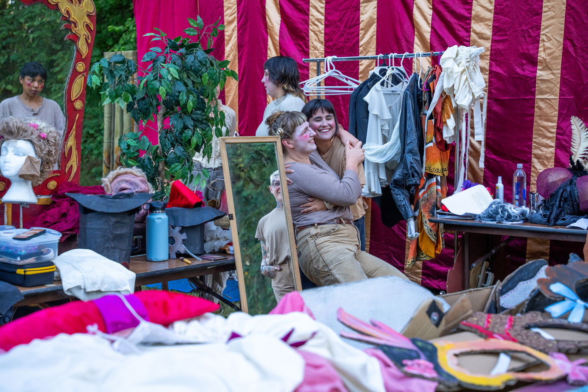 Backstage before String and Shadow Puppet Theater's "Night At The Grand Opera," summer 2026. (Jo Arlow photo)