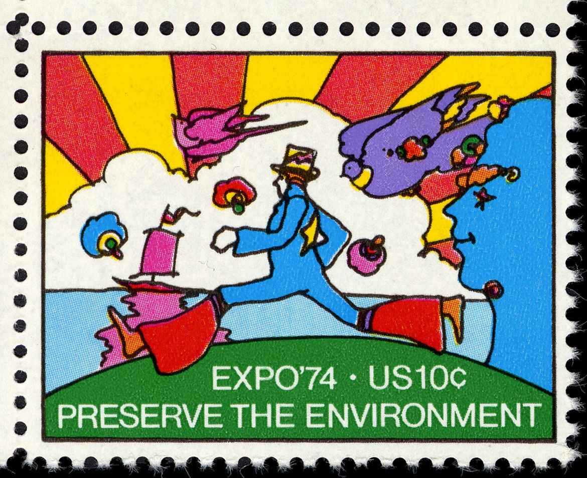 Peter Max's U.S. postage stamp commemorating Expo '74.