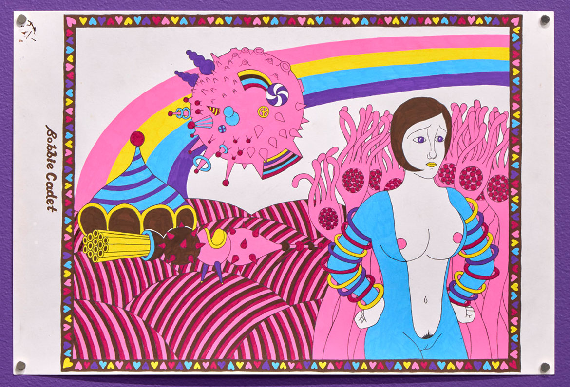 Juliette Collet: "Bobbie Cadet in the Court of the Ladybugs," Cover, 2026, Acrylic paint and pencil on paper. (Courtesy of the artist and White Columns, New York)