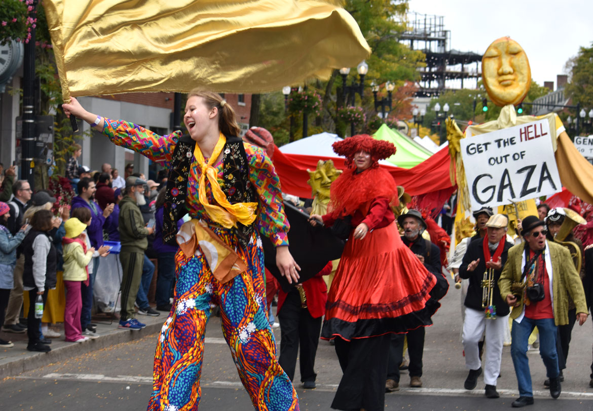 Bread and Puppet Theater of Vermont in the Honk Parade, Sunday, Oct. 11, 2026. (©Greg Cook photo)
