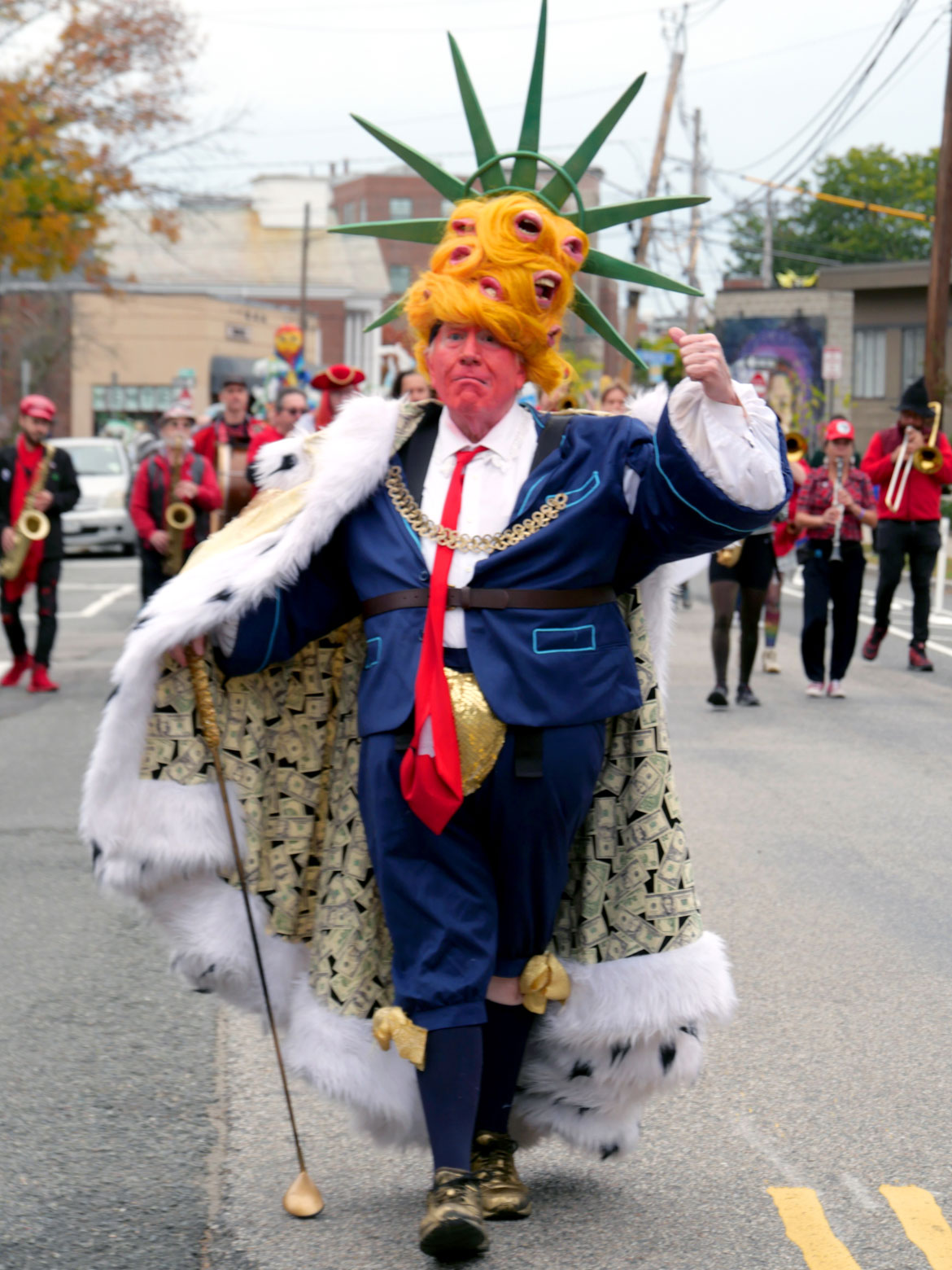 Trump caricature in the Honk Parade, Sunday, Oct. 11, 2026. (©Greg Cook photo)