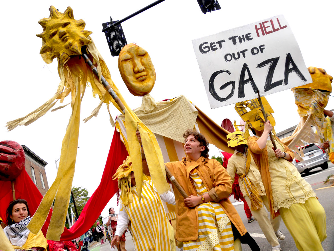 Bread and Puppet Theater of Vermont in the Honk Parade, Sunday, Oct. 11, 2026. (©Greg Cook photo)