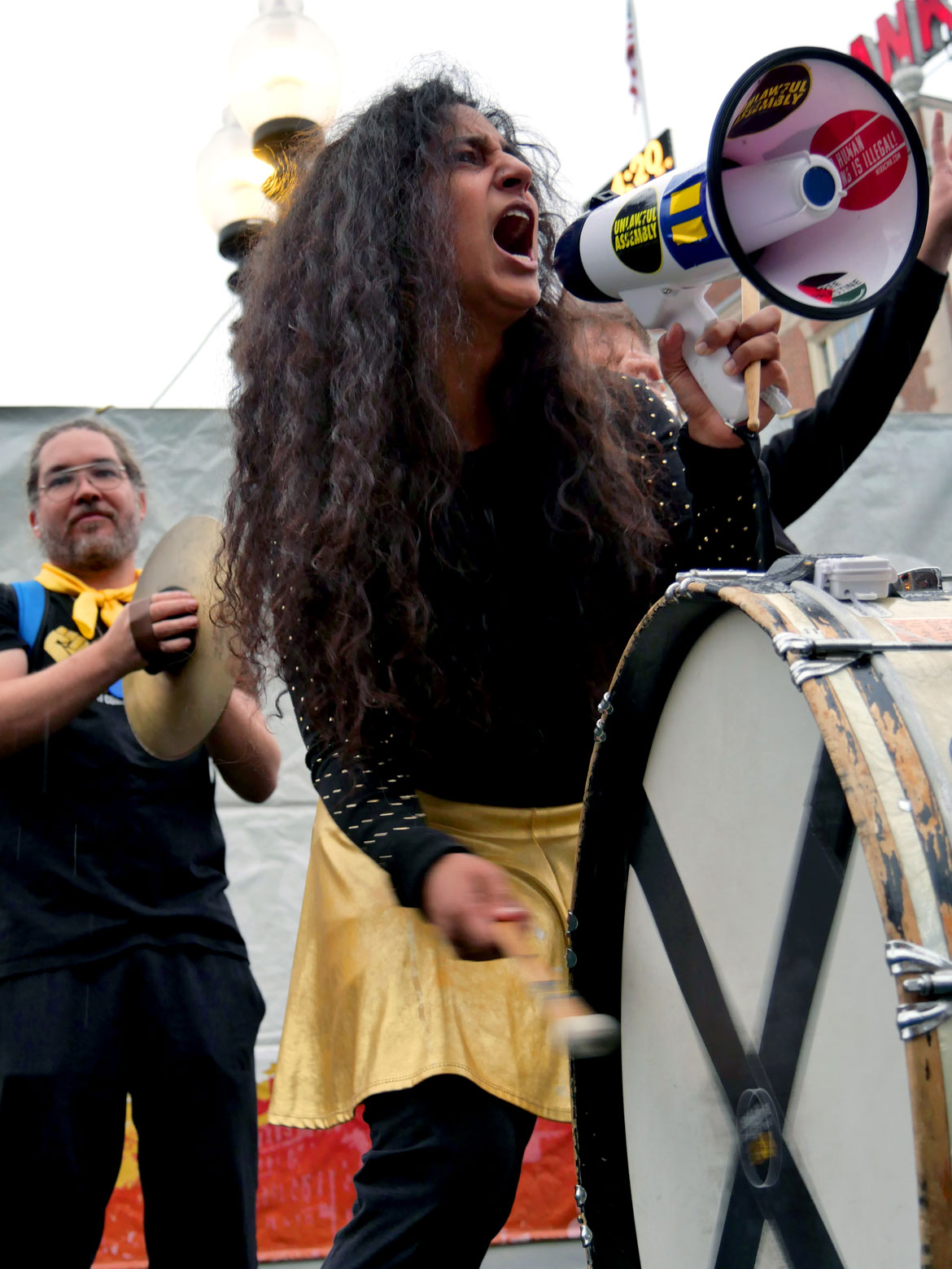 Unlawful Assembly from Minneapolis performs at the Honk Festival, Sunday, Oct. 11, 2026. (©Greg Cook photo)