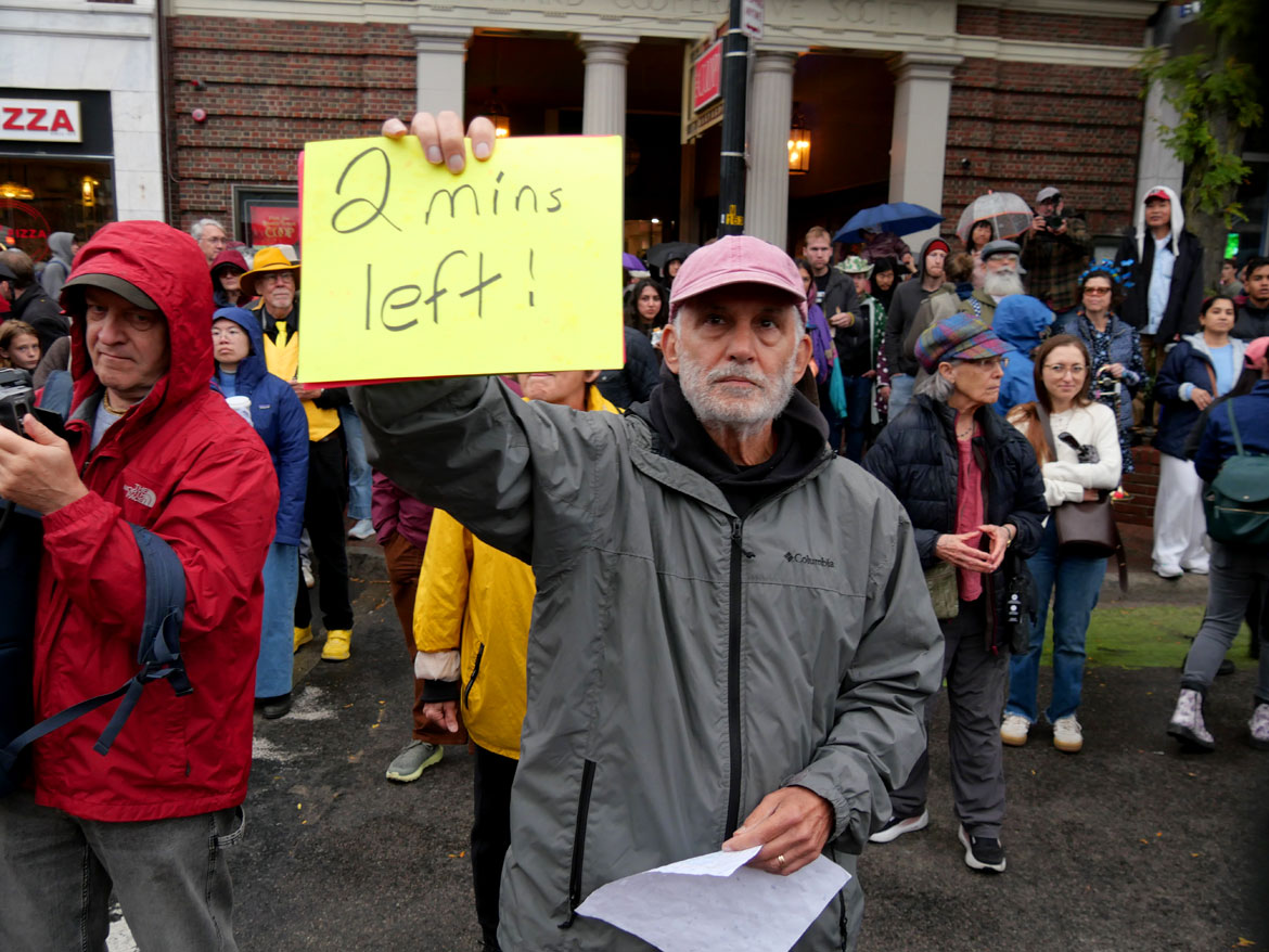 At the Honk Festival main stage in Cambridge's Harvard Square, Sunday, Oct. 11, 2026. (©Greg Cook photo)